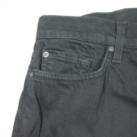 7 for all mankind mens black distressed buttonfly standard boot jeans 38x36 EUC - Picture 3 of 7
